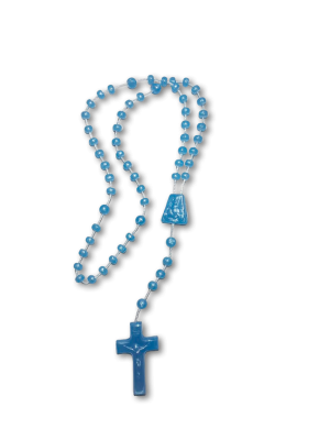 T-054 - Terço de plástico azul 32cm - 4mm