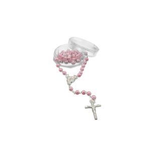 T-001 - Terço Perola Rosa - 4mm