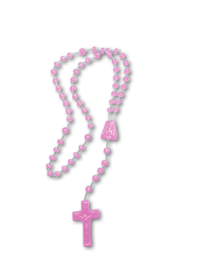 T-063 - Terço de plástico rosa 26cm - 2mm