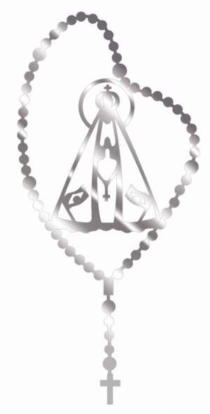 AT-015 - Adesivo de Terço Nossa Senhora Aparecida P - Prata - 1 unidade