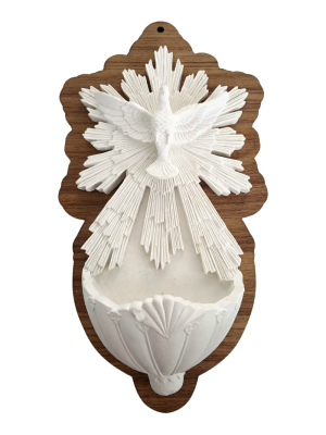 ESR-002 - Porta Água Benta em Resina Espírito Santo