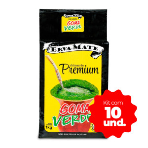 Kit com 10 unidades de Erva-mate Goma Verde - Premium - Embalada à Vácuo