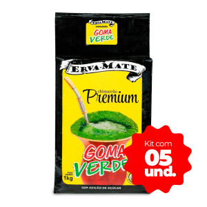 Kit com 05 unidades de Erva-mate Goma Verde - Premium - Embalada à Vácuo