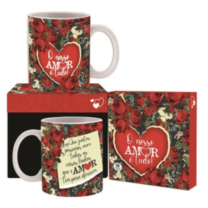 CANECA CERÂMICA O NOSSO AMOR É TUDO 