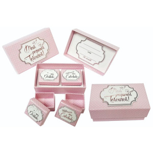 CAIXA RIGIDA PEQUENA PEQUENOS TESOUROS ROSA 10X17X7