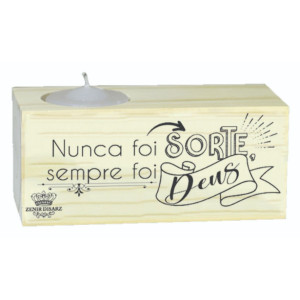 ENFEITE DE MESA COM VELA NUNCA FOI SORTE SEMPRE FOI DEUS 5X11X5