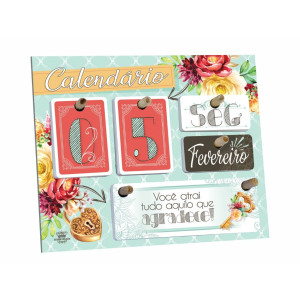 CALENDÁRIO PERMANENTE DE MESA FLORAL CHAVE 18X22