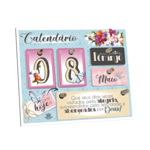 CALENDÁRIO PERMANENTE DE MESA PARA HOJE...FLORAL CORAÇÃO18X22