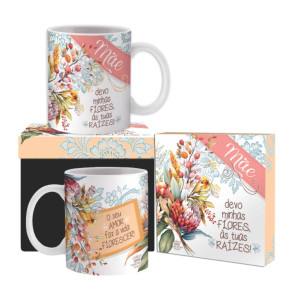 CANECA CERÂMICA MÃE DEIXO MINHAS FLORES