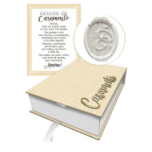 CAIXA BAÚ COM APLIQUE ORAÇÃO DO CASAMENTO 4,5X20X14,5