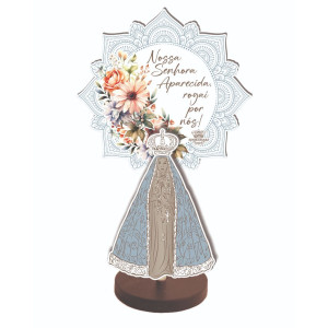 ENFEITE DE MESA COM APLIQUE NOSSA SENHOR APARECIDA... 20X12,5