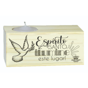 ENFEITE DE MESA COM VELA ESPÍRITO SANTO...5X11X5