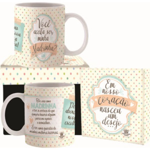 CANECA CERÂMICA VOCÊ ACEITA SER MINHA MADRINHA