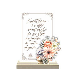 ENFEITE DE MESA COM APLIQUE GENTILEZA É O JEITO...15,5X12