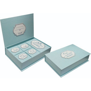 CAIXA RIGIDA LEMBRANÇAS AZUL MEUS PEQUENOS TESOUROS 27,5X18X6,5