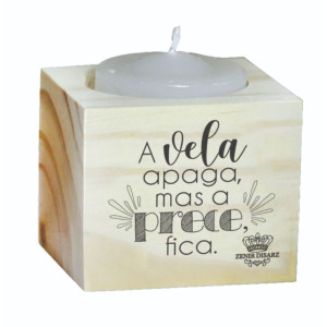 ENFEITE DE MESA COM VELA A VELA APAGA MAS A PRECE FICA 5X5X5