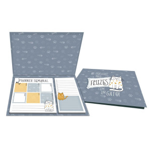 PLANNER SEMANAL C/ CAPA, 54 FLS GATO ... PET CORAÇÃO  15X20,5