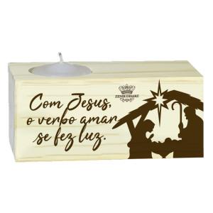 ENFEITE DE MESA COM VELA COM JESUS O VERBO AMAR...5X11X5