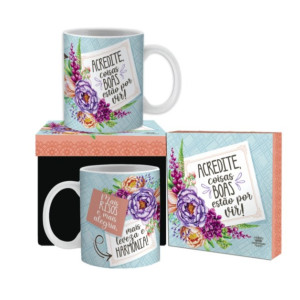 CANECA CERÂMICA ACREDITE COISAS BOAS ESTÃO POR VIR