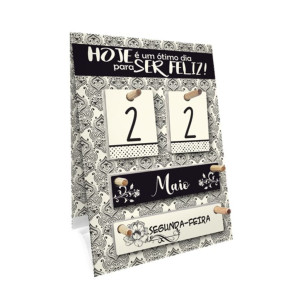 CALENDÁRIO PERMANENTE DE MESA ARABESCO PRETO 26X18