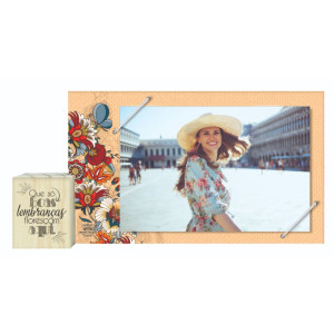 PORTA RETRATO COM ELÁSTICO E CUBO QUE SÓ BOAS LEMBRANÇAS...12X23