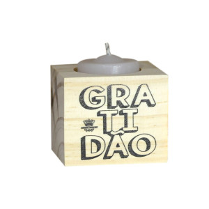 ENFEITE DE MESA COM VELA GRATIDÃO 5X5,X5