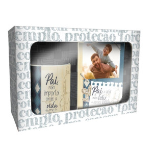CAIXA PRESENTE COM PORTA RETRATO E CANECA PAI NÃO IMPORTA 16X23X8,5