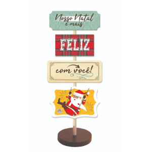 ENFEITE DE MESA COM PLAQUINHAS NOSSO NATAL É MAIS FELIZ...26X13