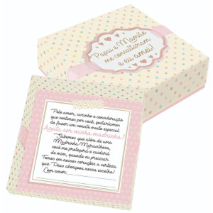 CAIXA CONVITE MADRINHA ROSA 15X15X5