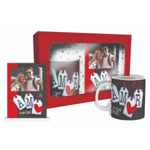 CAIXA PRESENTE COM PORTA RETRATO E CANECA QUANDO ESTAMOS JUNTOS 16X23X8,5