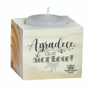 ENFEITE DE MESA COM VELA AGRADECE QUE ACONTECE 5X5X5