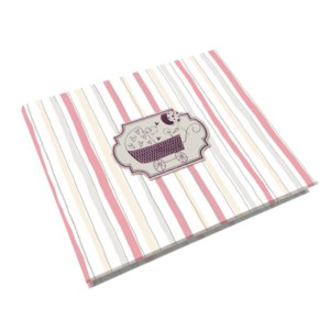 CAIXA RIGIDA COM ALBUM BEBÊ LISTRADO ROSA 26X22,5