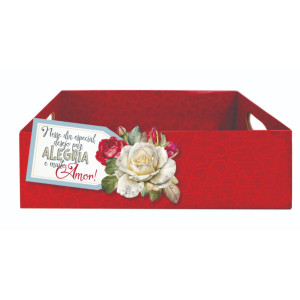 KIT C/6 CAIXAS NESSE DIA ESPECIAL DESEJO... FLORAL VERMELHO P 8,5X27X16