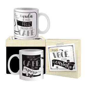 CANECA CERÂMICA A VIDA É MAIS FELIZ DEPOIS DO CAFÉ 