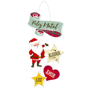 MÓBILE DE PAREDE FELIZ NATAL, ALEGRIA, AMOR E LUZ 37X18,5