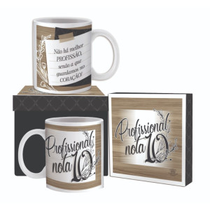 CANECA CERÂMICA PROFISSÕES PROFISSIONAL NOTA 10