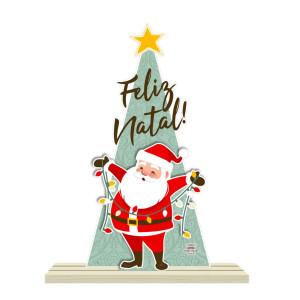 ENFEITE DE MESA COM PINHEIRO FELIZ NATAL 23X16