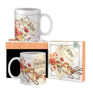 CANECA CERÂMICA MÃE SEU AMOR É NINHO 