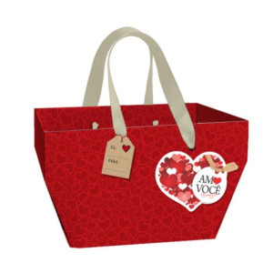 KIT C/4 SACOLAS COM ALÇA AMO VOCÊ 16,5X27X12