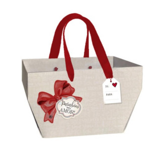 KIT C/4 SACOLAS COM ALÇA PARABÉNS MEU AMOR 16,5X27X12