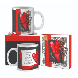 CANECA CERÂMICA VOCÊ ESTÁ NO MEU CORAÇÃO 