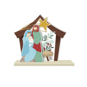 ENFEITE DE MESA COM APLIQUES PRESÉPIO 17,5X18