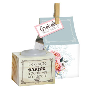 CUBO DE MESA COM VELA DE ORAÇÃO EM ORAÇÃO ... BORBOLETA 1 5X5,5X5