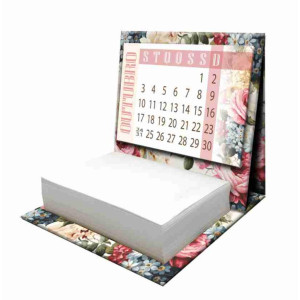 CALENDARIO DE MESA COM BLOCO DE ANOTAÇÃO...MÃE FLORAL 10X10,5X10