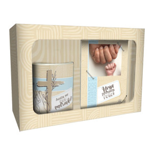 CAIXA PRESENTE COM PORTA RETRATO E CANECA PADRINHO 16X23X8,5