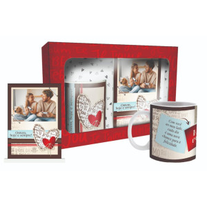 CAIXA PRESENTE COM PORTA RETRATO E CANECA ONTEM HOJE E SEMPRE 16X23X8,5