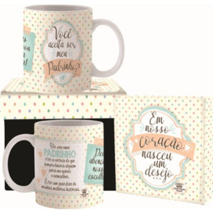 CANECA CERÂMICA VOCÊ ACEITA SER MEU PADRINHO