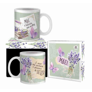 CANECA CERÂMICA MÃE É HISTORIA QUE ACOLHE...LAVANDA