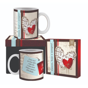 CANECA CERÂMICA ONTEM HOJE E SEMPRE 