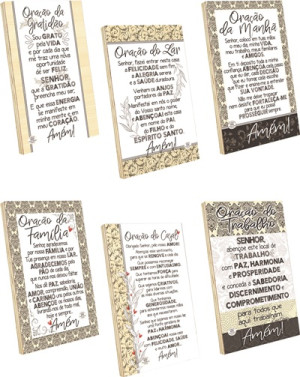 KIT C/6 PLACAS DE MESA DECOUPADAS ORAÇÕES 23X15